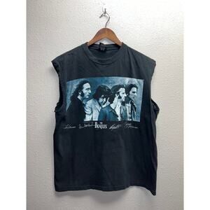 Vintage The Beatles Sleeveless Shirt Album Cover Graphic Band Tee XL